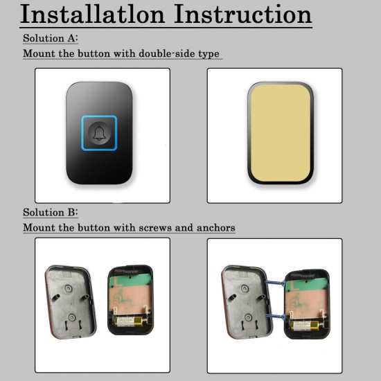 A88 Wireless Waterproof Doorbell LED Light 300M Remote 2 Button 1 Receiver Calling Bell A88 Wireless Waterproof Doorbell LED Light 300M Remote 2 Button 1 Receiver Calling Bell