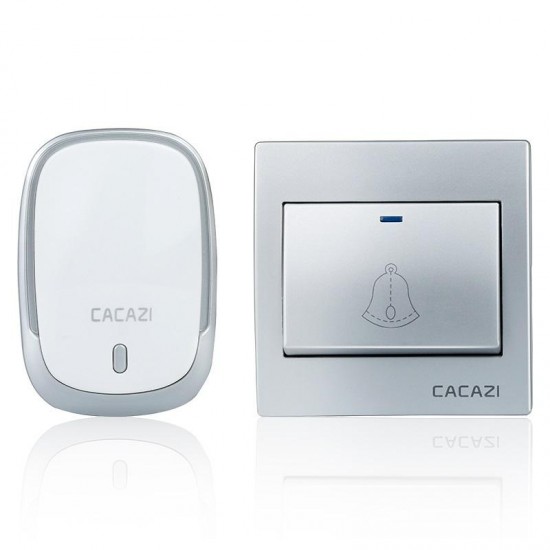 AC110-220V Wireless Doorbell Waterproof 1 Button+1 Plug-in Receivers 300M Remote Music Door Dell