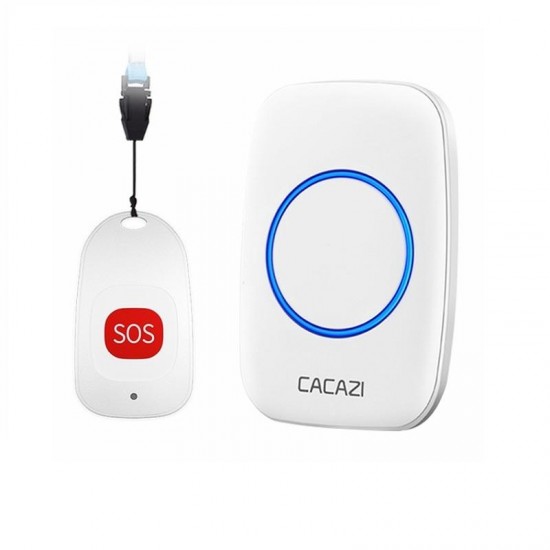 C10 Smart Home Wireless Pager Doorbell Old Man Emergency Alarm 80m Remote Call Bell 1 Button 2 Receiver