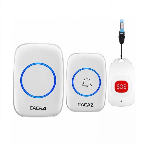 C10 Smart Home Wireless Pager Doorbell Old Man Emergency Alarm 80m Remote Call Bell 1 Button 1 Pager 1 Receiver