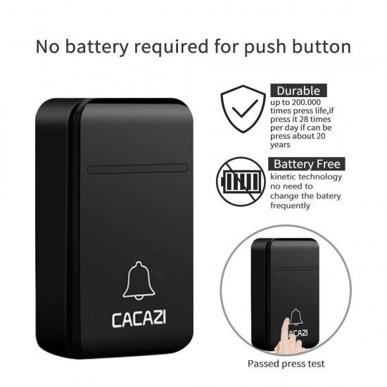 FA12-2 Self-Powered Wireless Doorbell Waterproof Smart No Battery Home Cordless Bell 200M Remote 38 Chimes FA12-2 Self-Powered Wireless Doorbell Waterproof Smart No Battery Home Cordless Bell 200M Remote 38 Chimes