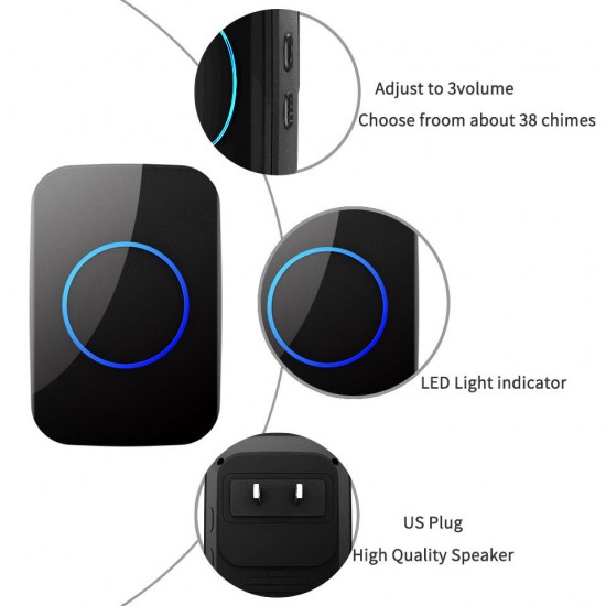 FA12-3 Self-Powered Wireless Doorbell Waterproof Smart No Battery Home Cordless Bell 200M Remote 38 Chimes FA12-3 Self-Powered Wireless Doorbell Waterproof Smart No Battery Home Cordless Bell 200M Remote 38 Chimes