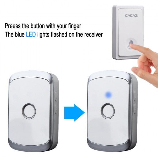 FA20-2 Self-powered Waterproof Wireless Doorbell 200M Remote LED Light Home Music Doorbell 36 Chime