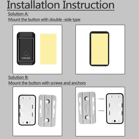 FA68 No Battery Required Home Wireless Doorbell 1 Button 1 Receiver Waterproof Self-Powered Ring Bell FA68 No Battery Required Home Wireless Doorbell 1 Button 1 Receiver Waterproof Self-Powered Ring Bell