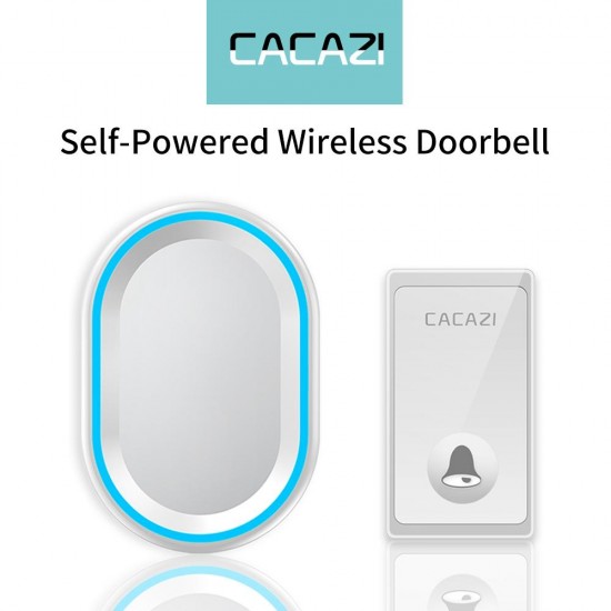 FA80-2 Self-powered Wireless Doorbell Waterproof 2 Receiver No Battery Required Button Smart Home Cordless Call Bell 58 Chime