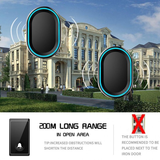 FA80 Self-powered Wireless Doorbell Waterproof No Battery Required Button Smart Home Cordless Call Bell 58 Chime