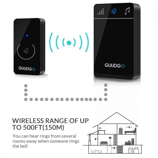 GD-MD01 Wireless Touch Screen Music Doorbell Portable Waterproof Doorbell 52 Chime