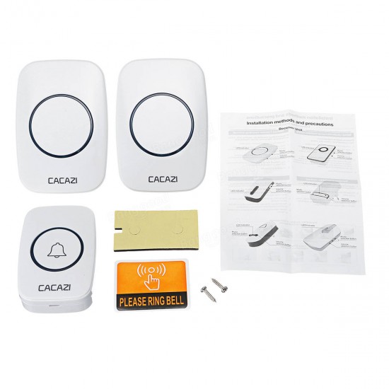 Home Wireless Doorbell Waterproof Remote 300M Distance 1 Transmitter 2 Receiver