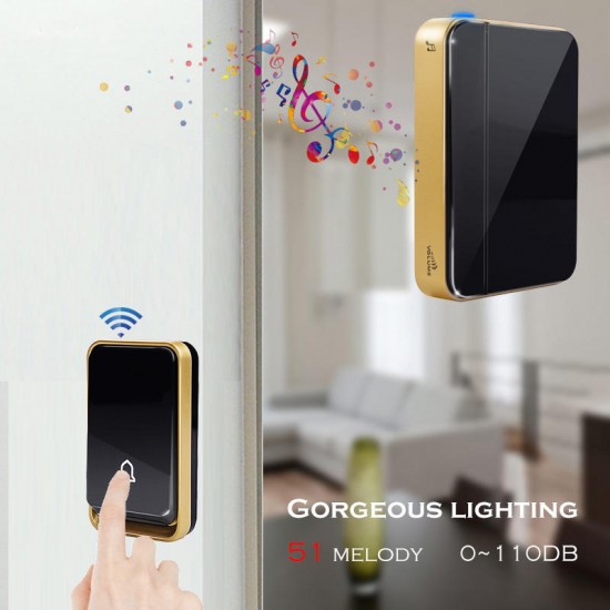 K06 Self-powered Wireless Doorbell Waterproof No Battery Smart Home Door Bell Chime 1 Transmitter 2 Receiver