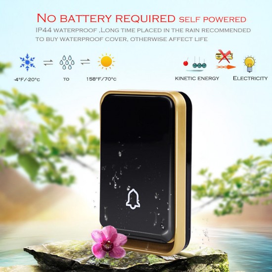 K06 Self-powered Wireless Doorbell Waterproof No Battery Smart Home Door Bell Chime 1 Transmitter 2 Receiver K06 Self-powered Wireless Doorbell Waterproof No Battery Smart Home Door Bell Chime 1 Transmitter 2 Receiver