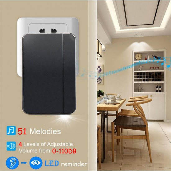 K06 Self-powered Wireless Doorbell Waterproof No Battery Smart Home Door Bell Chime 1 Transmitter 2 Receiver