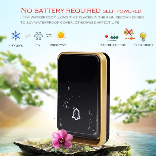 K06 Self-powered Wireless Doorbell Waterproof No Battery Smart Home Door Bell Chime 1 Transmitter 1 Receiver