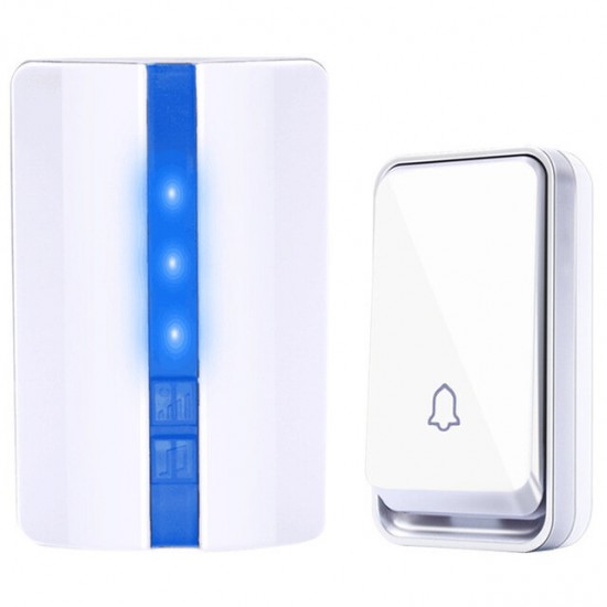K33 Self-powered Waterproof Wireless DoorBell No Battery Smart Door Bell Chime LED Light White
