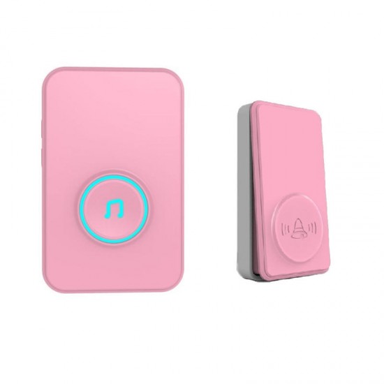 Self-Powered Wireless Music Doorbell Self-Generating Long Distance No Battery Pink EU US Plug