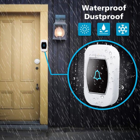 Smart Temperature Wireless Waterproof Doorbell 45 Chimes 200M Long Range Real-time Thermometer