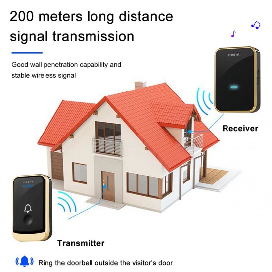 Smart Wireless Doorbell 45 Songs Ringtones & 200m Transmission Door Bell