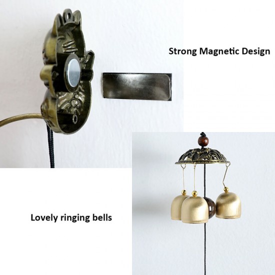 Vintage Bronze Doorbell Wall Mount Magnetic Door Bell Wind Chimes Hanging Decor