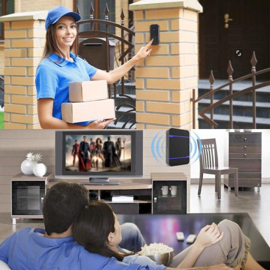 Waterproof LED 55 Songs Chime Wireless Doorbell Receiver & Transmitter Waterproof LED 55 Songs Chime Wireless Doorbell Receiver & Transmitter