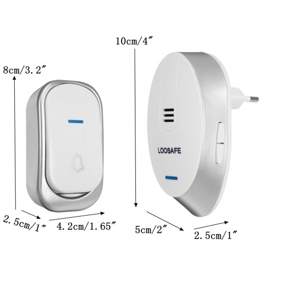 Waterproof Wireless Music Doorbell 1 Receiver+1 Transmitter Chimes Plug-in Door Bell Kit 32 Song