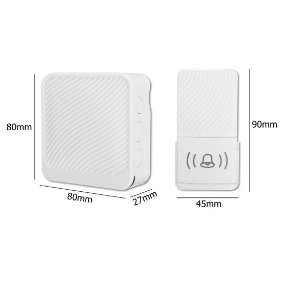 Wireless Doorbell 52 Song Chime 5 Volume Level Door Bell 1/2 Receiver Button