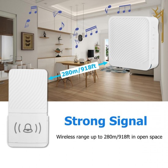 Wireless Doorbell 52 Song Chime 5 Volume Level Door Bell 1/2 Receiver Button Wireless Doorbell 52 Song Chime 5 Volume Level Door Bell 1/2 Receiver Button