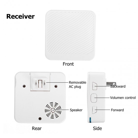 Wireless Doorbell 52 Song Chime 5 Volume Level Door Bell 1/2 Receiver Button Wireless Doorbell 52 Song Chime 5 Volume Level Door Bell 1/2 Receiver Button