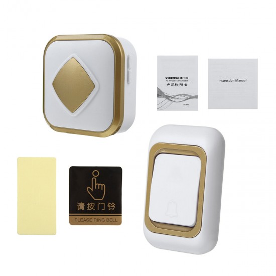 Wireless Doorbell Waterproof Transmitter + Receiver Home Wall Doorbell 60 Chimes Wireless Doorbell Waterproof Transmitter + Receiver Home Wall Doorbell 60 Chimes