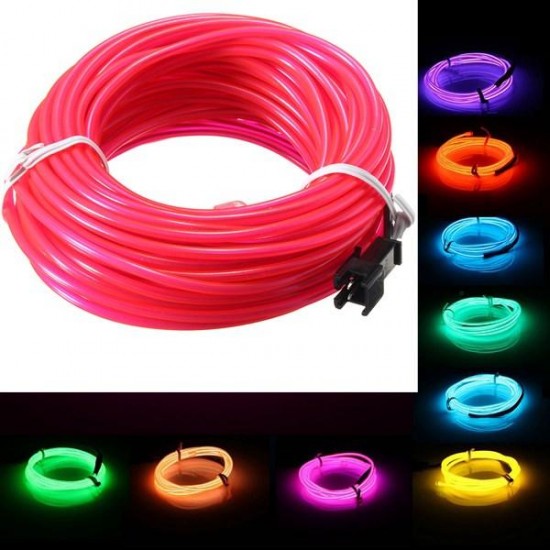 10M EL LED Flexible Soft Tube Wire Neon Glow Car Rope Strip Light Xmas Decor DC12V