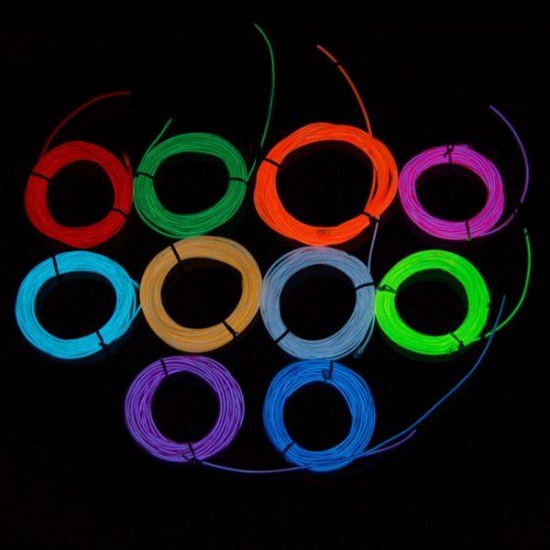 1M 10 colors 3V Flexible Neon EL Wire Light Dance Party Decor Light Battery Powered Controller