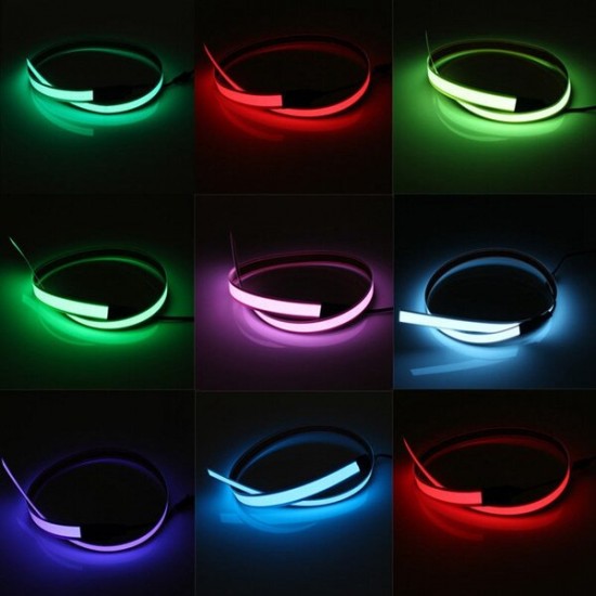 1M Electroluminescent Tape EL Wire Glowing LED Rope Flat Strip Light with AA Battery Box 3V