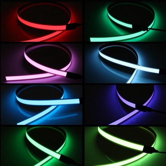 1M Electroluminescent Tape EL Wire Glowing LED Rope Flat Strip Light with AA Battery Box 3V