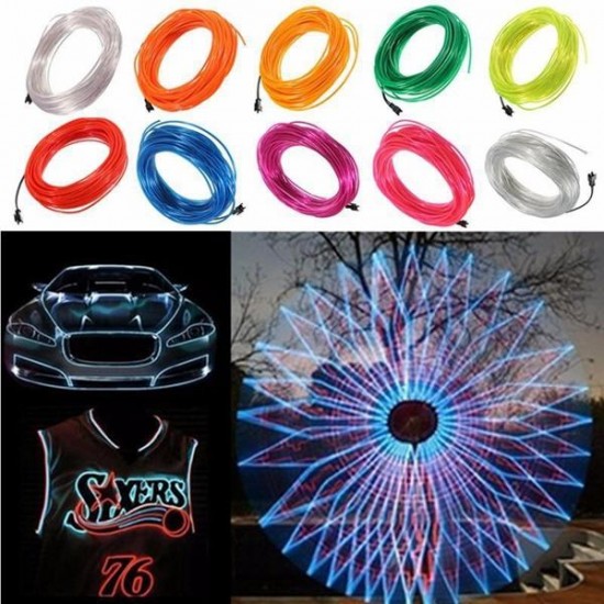 20M EL Led Flexible Soft Tube Wire Neon Glow Car Rope Strip Light Xmas Decor DC 12V