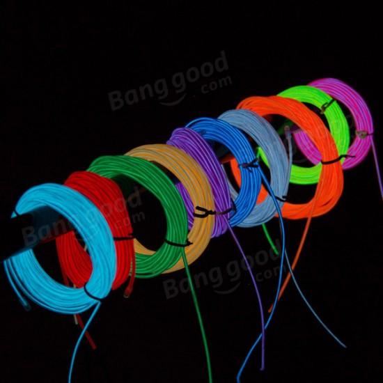 2M 10 Colors 12V Flexible Neon EL Wire Light Dance Party Decor Light