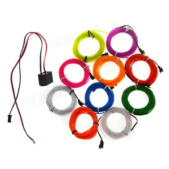 2M 10 Colors 12V Flexible Neon EL Wire Light Dance Party Decor Light