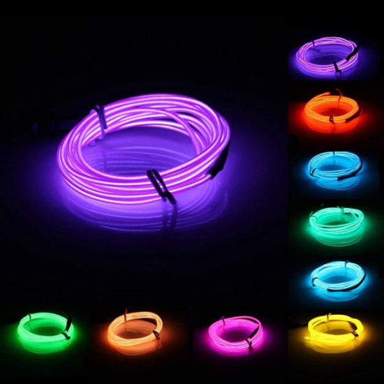 2M EL Led Flexible Soft Tube Wire Neon Glow Car Rope Strip Light Xmas Decor DC 12V