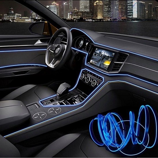 3M Flexible Neon EL Wire Light Atmosphere Car Strips Lamp Interior Decoration Strips Lighting + DC12V Driver