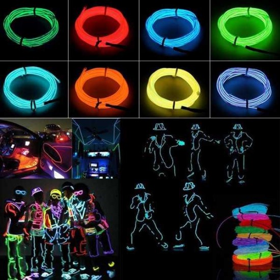 5M 10 colors 3V Flexible Neon EL Wire Light Dance Party Decor Light