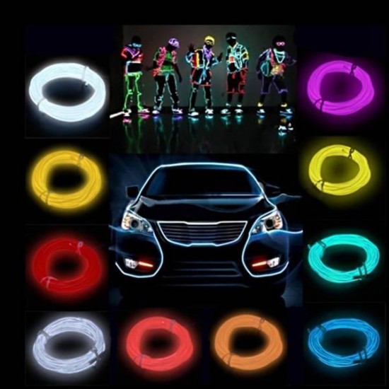5M 10 colors 3V Flexible Neon EL Wire Light Dance Party Decor Light