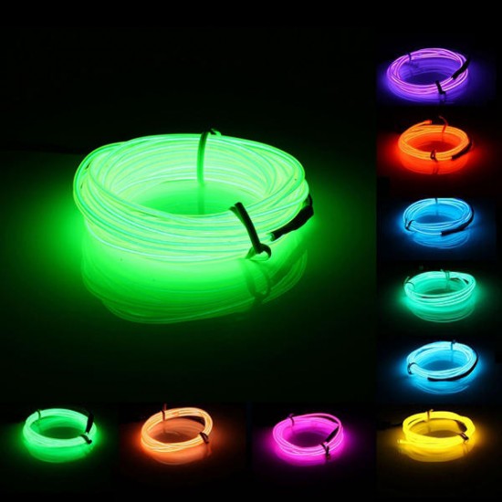 5M EL Led Flexible Soft Tube Wire Neon Glow Car Rope Strip Light Xmas Decor DC 12V