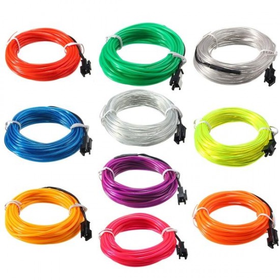 5M EL Led Flexible Soft Tube Wire Neon Glow Car Rope Strip Light Xmas Decor DC 12V