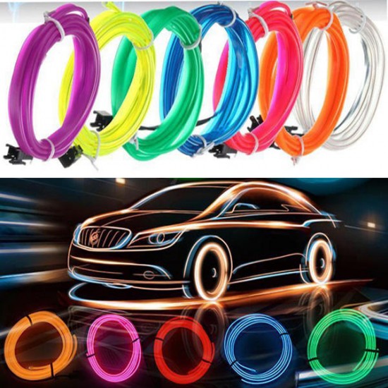 5M Led Flexible EL Wire Neon Glow Light Rope Strip 12V For Christmas Holiday Party