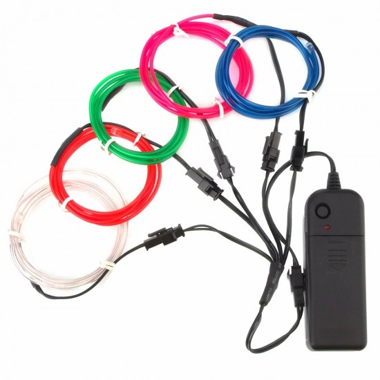 Battery Powered 5PCS 1M Multicolor DIY Glow EL Wire Strip Light for Halloween Christmas DC3V