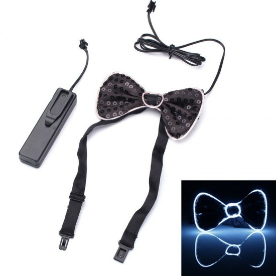 Battery Powered LED Light Up EL Mens Bow Tie Necktie for Halloween Wedding Party DC3V Battery Powered LED Light Up EL Mens Bow Tie Necktie for Halloween Wedding Party DC3V