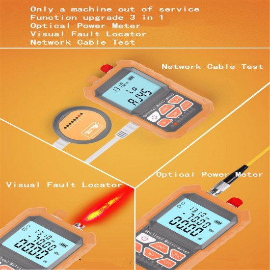 3in1 Optical Power Meter Network Cable Tester Optical Fiber Tester 1mw with 5km Visual Fault Locator