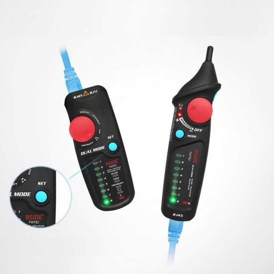 FWT82 Dual Mode Network Cable Tracker Tester Wire Toner RJ45 RJ11 Ethernet LAN Tracer Analyzer Detector Line Finder FWT82 Dual Mode Network Cable Tracker Tester Wire Toner RJ45 RJ11 Ethernet LAN Tracer Analyzer Detector Line Finder
