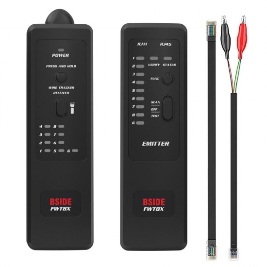 FWT8X Network Cable Tracker Detecteur RJ11/45 Lan Ethernet Phone Wire Tester Finder Telecom Tool Electrified Work 60V