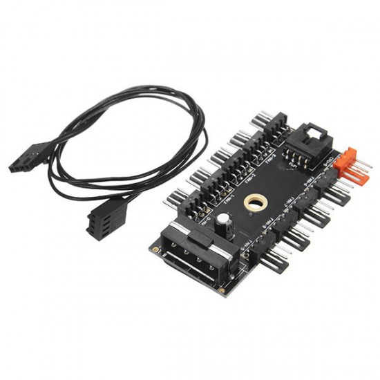 5pcs 12V 10 Way 4pin Fan Hub Speed Controller Regulator For Computer Case With PWM Connection Cable Interface PWM Wire