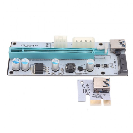 USB3.0 PCI-E 1x To 16 x SATA +4P+6P Extender Riser Card Adapter Power Cable Miner USB3.0 PCI-E 1x To 16 x SATA +4P+6P Extender Riser Card Adapter Power Cable Miner