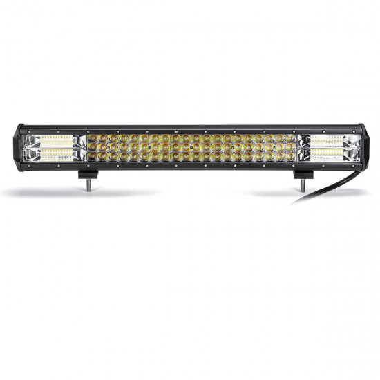 22 Inch 324W 108 LED Work Light Bars Strobe Flashing Lamp White+Amber For Off Road Car Truck 4WD Trailer