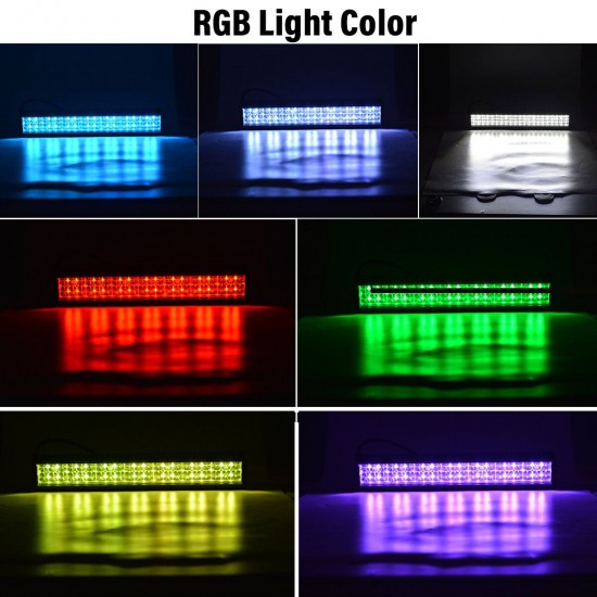 252W 20 Inch RGB LED Work Light Bar Driving Fog Lamp 10-32V For 4WD SUV Truck UTE Offroad ATV